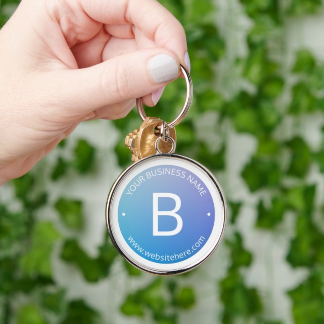 Blue & Purple Fading Ombre with Editable Text Key Ring (Hand)