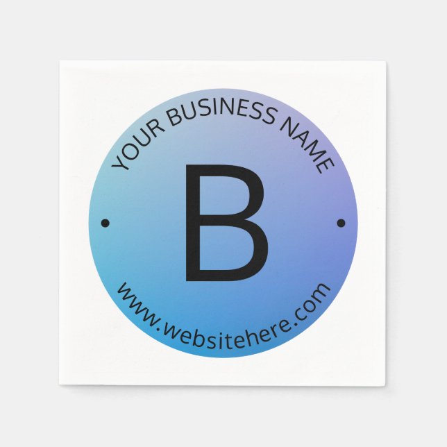 Blue & Purple Fading Ombre with Editable Text Napkin (Front)