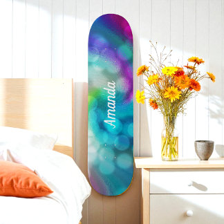 Blue Purple Fantasy Sparkles Skateboard