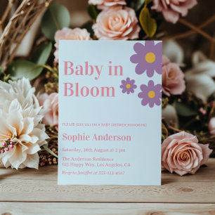 Blue & Purple Floral Baby in Bloom Baby Shower Invitation