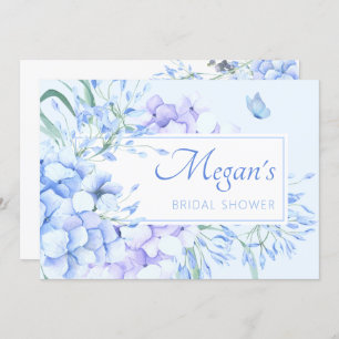 Blue purple floral elegant bridal shower invitation