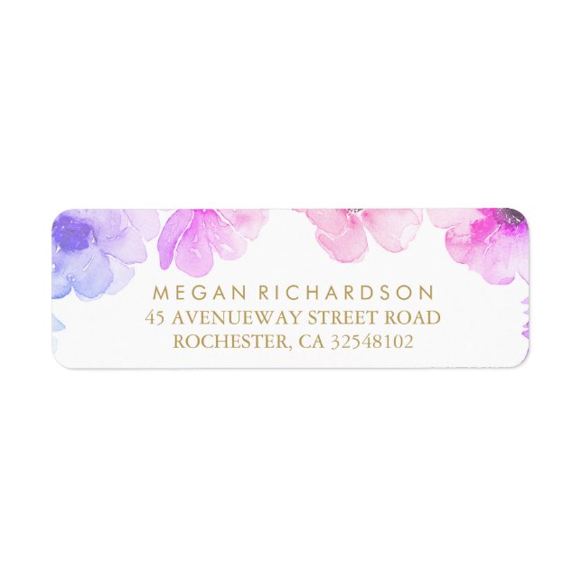 Blue Purple Floral Elegant Watercolor Wedding (Front)