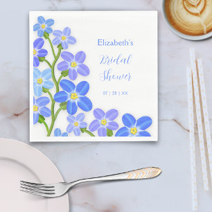 Blue Purple Floral Forget-Me-Nots Bridal Shower Napkin