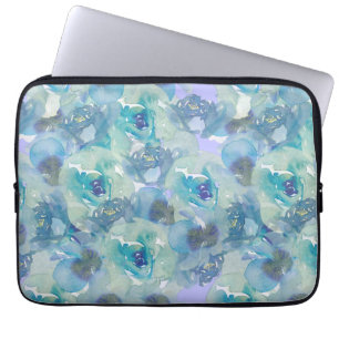 Blue Purple Floral Laptop Sleeve