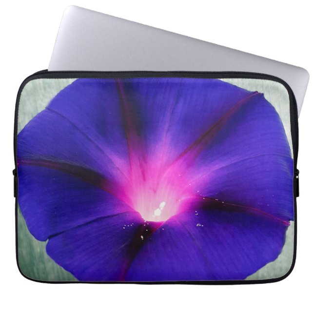 Blue-Purple Floral  Laptop Sleeve (Front)