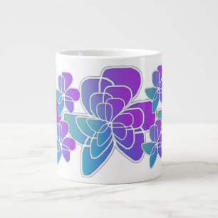 Blue Purple Floral Large Coffee Mug