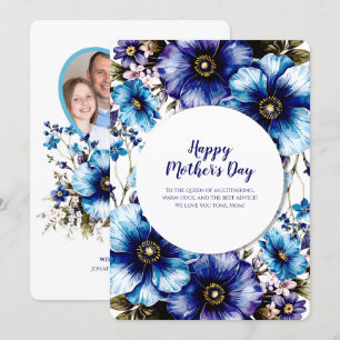Blue Purple Floral Mother’s Day Custom Photo Card