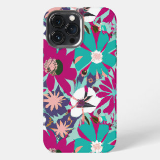 Blue & Purple Floral Pattern iPhone 13 Pro Max Case