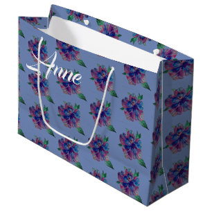 Blue Purple flower Drawing   Custom Gift Bag
