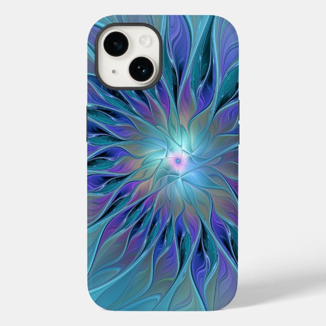 Blue Purple Flower Dream Abstract Fractal Art Case-Mate iPhone Case (Back)