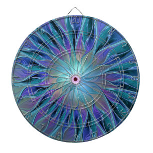 Blue Purple Flower Dream Abstract Fractal Art Dartboard