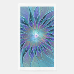 Blue Purple Flower Dream Abstract Fractal Art Napkin