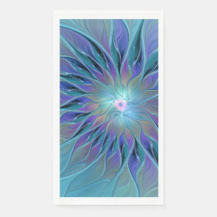 Blue Purple Flower Dream Abstract Fractal Art Napkin