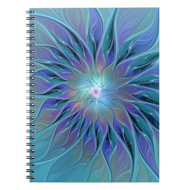 Blue Purple Flower Dream Abstract Fractal Art Notebook (Front)