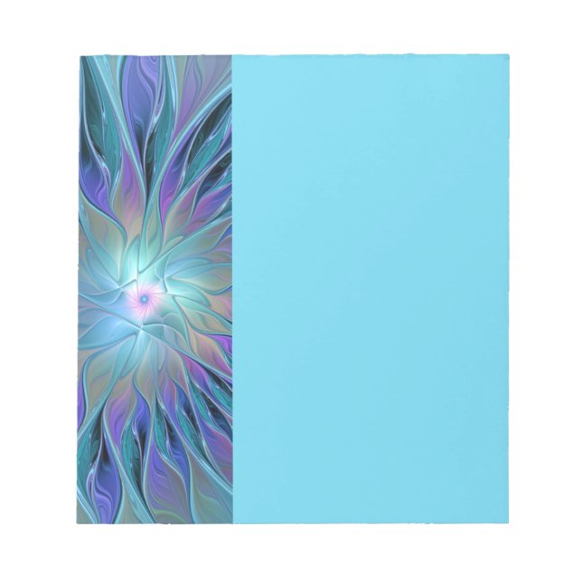 Blue Purple Flower Dream Abstract Fractal Art Notepad (Front)