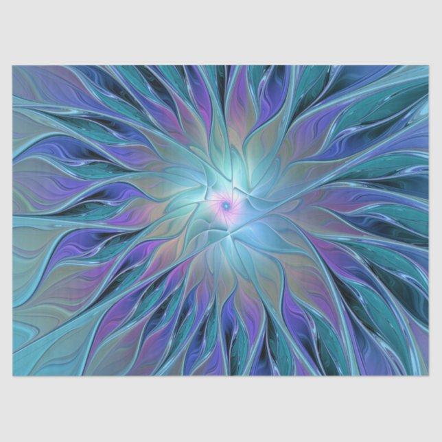 Blue Purple Flower Dream Abstract Fractal Art Tissue Paper (Front)