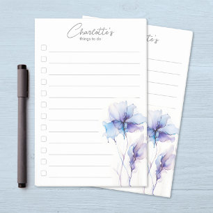 Blue Purple Flower Personalized To-Do List Post-it Notes
