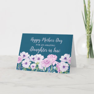 Blue Purple Flowers Daughter in Law Happy Mother's Card