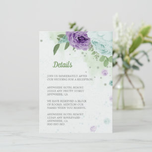 blue purple flowers greenery botanical enclosure card