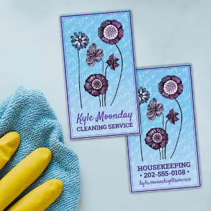 Blue & purple flowers ❊ Maid & Housekeeping Floral Business Card