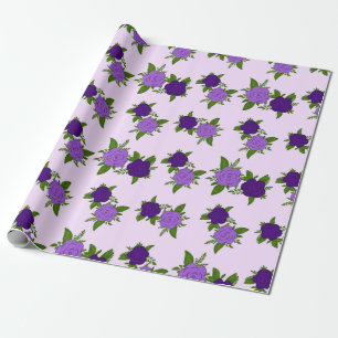 Blue & Purple Flowers with violet pattern Wrapping Paper