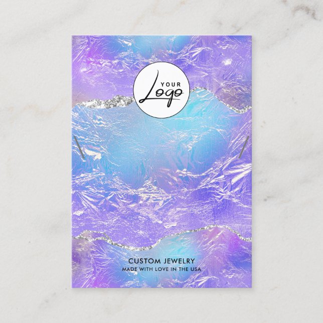 Blue & Purple Foil Logo Necklace Bracelet Display Business Card (Front)