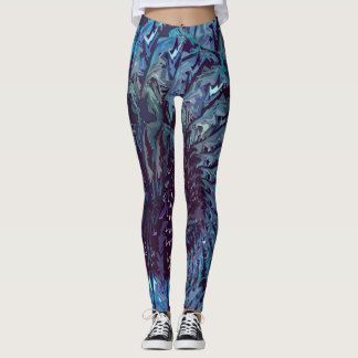 Blue Purple Fractal Art Leggings