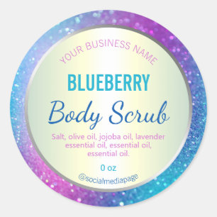 Blue Purple Galaxy Glitter Coloured Product Label