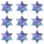 Blue Purple Galaxy Star of David Bar Bat Mitzvah<br><div class="desc">(IMPORTANT NOTE: AT 14 X 14 SHEET SIZE STICKERS ARE 3.5" X 4." Making the sheet size smaller will also make the stickers and text size smaller). At this large sheet size, these Star of David stickers can work beautifully as elegant thank you stickers on guest favour bags, candy boxes...</div>