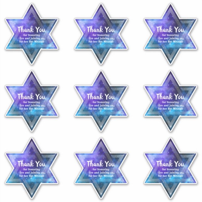 Blue Purple Galaxy Star of David Bar Bat Mitzvah (Front)