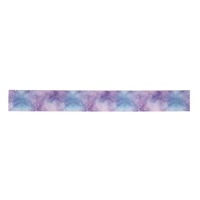 Blue Purple Galaxy Texture Satin Ribbon (Front)