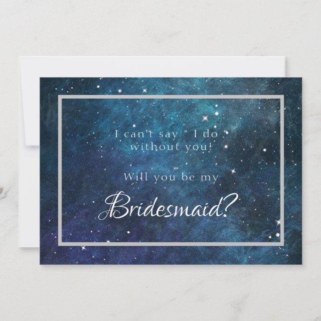 Blue Purple Galaxy Will You Be My Bridesmaid Invitation (Front)