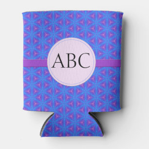 Blue Purple Geometric Personalised Monogram Can Cooler