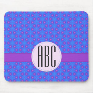Blue Purple Geometric Personalised Monogram Mouse Pad