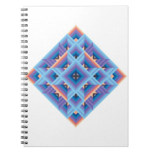 Blue, purple Geometric Quilt Diamond Spiral Notebook