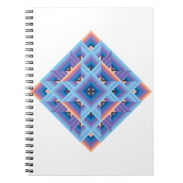 Blue, purple Geometric Quilt Diamond Spiral Notebook (Front)