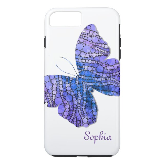 Blue & Purple Glitter Butterfly Personalised Case-Mate iPhone Case (Back)
