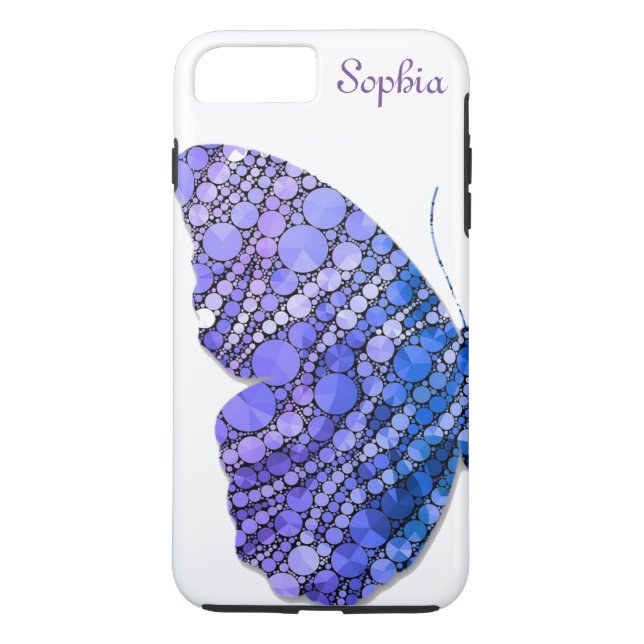 Blue & Purple Glitter Butterfly Personalised Case-Mate iPhone Case (Back)
