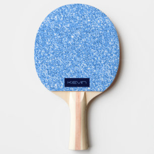 Blue Purple Glitter Texture Print Monogram Ping Pong Paddle