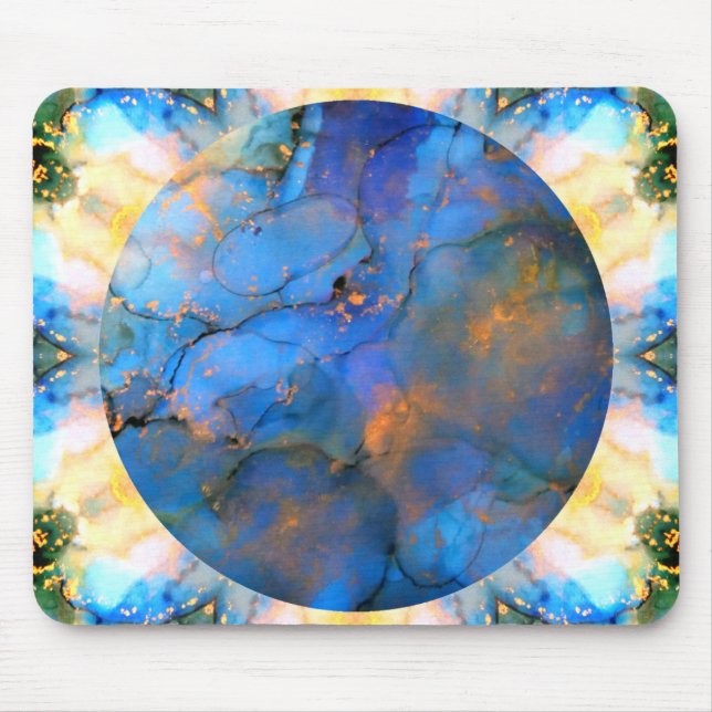 blue purple gold abstract scifi orb earth  mouse pad (Front)