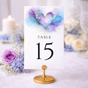 Blue Purple Gold Abstract Wedding Table Card