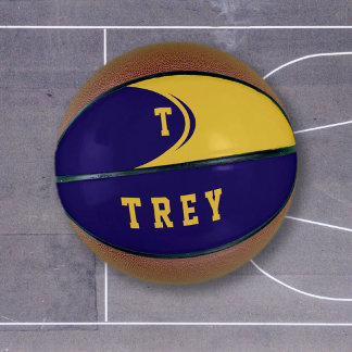Blue Purple Gold Personalised Basketball