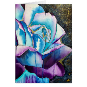 Blue purple gothic watercolor rose art