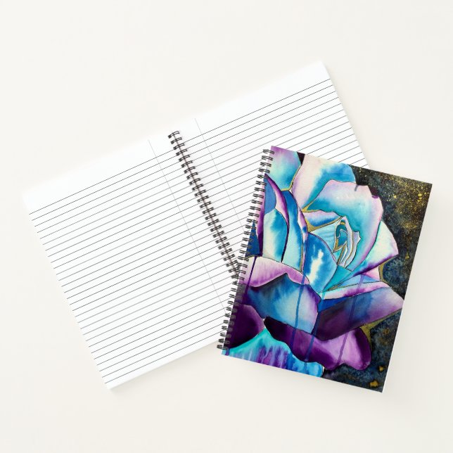 Blue purple gothic watercolor rose art notebook (Inside)