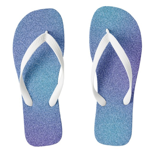 Blue-Purple Gradient Glitters, Pair of Jandals (Footbed)