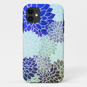 Blue Purple Green Flowers Pattern Case-Mate iPhone Case