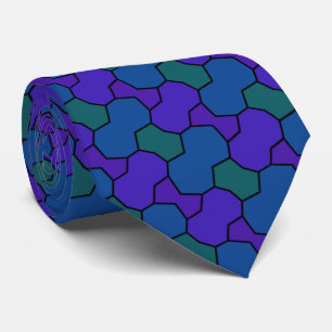 Blue Purple Green Pattern Tie