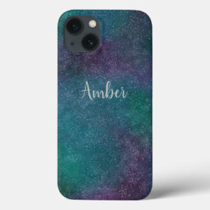 Blue Purple Green Sparkle Sky Galaxy Personalised iPhone 13 Case