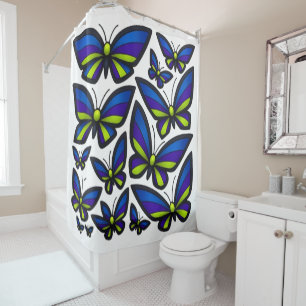 Blue Purple Green Wings Now Shower Curtain