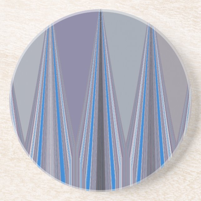 Blue, Purple, Grey Chevron Art Print Coaster (Front)